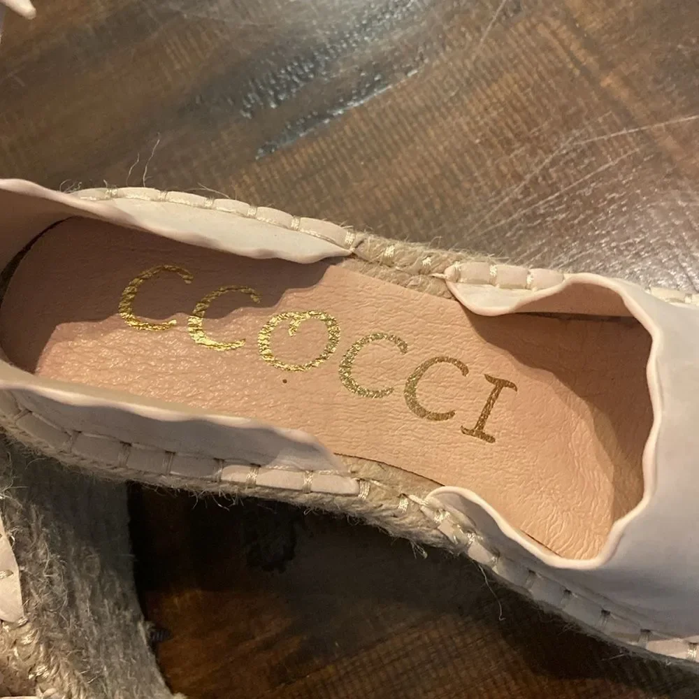 CCOCCI Cream Espadrille Jade Shoes with Ankle Strap